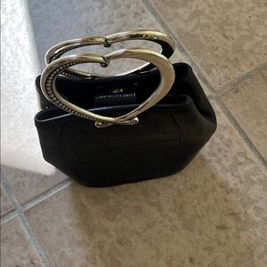 Brighton Black Mini Bag with Silver Heart Handles